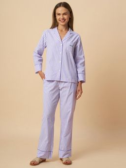 Chemistry - Striped Nightsuit Ric Rac Detailing Lavender