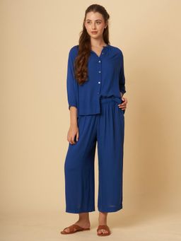 Chemistry - Crinkle Viscose Nightsuit Blue