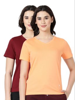 BLOSSOM - Womens 100% Knitted Cotton T-Shirt Multi-Color (Pack of 2)