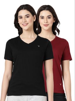 BLOSSOM - Womens 100% Knitted Cotton T-Shirt Multi-Color (Pack of 2)