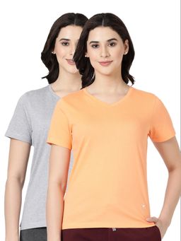 BLOSSOM - Womens 100% Knitted Cotton T-Shirt Multi-Color (Pack of 2)
