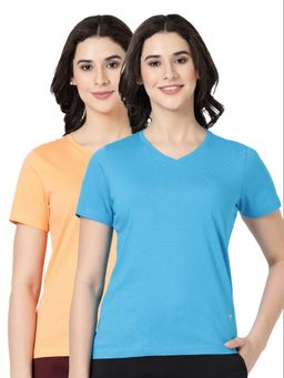 BLOSSOM - Womens 100% Knitted Cotton T-Shirt Multi-Color (Pack of 2)