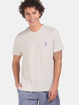 U.S. POLO ASSN. - Men Off White I638 Comfort Fit Solid Cotton T-shirt