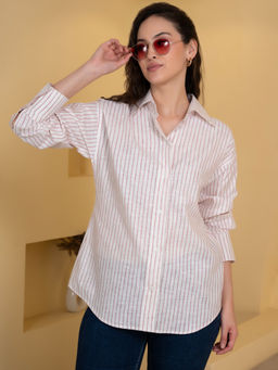 Lounge Dreams - Women Blended Linen Shirt Pink