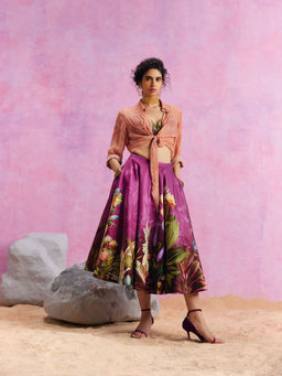 KALISTA - Purple Amelia Skirt with Shirt and Bustier (Set of 3)