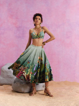 KALISTA - Slate Green Amelia Skirt with Bustier (Set of 2)