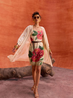 KALISTA - Multi-Colour Rosalia Dress with Cape (Set of 2)