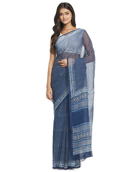 Fabindia - Indigo Dabu Cotton Silk Saree