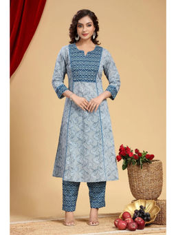 Cotton Culture - Blue Jaipuri Cotton Printed A-Line Co-Ord (Set of 2)