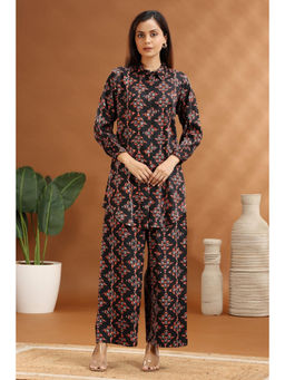 Cotton Culture - Black Rayon Straight Printed Co-Ord (Set of 2)