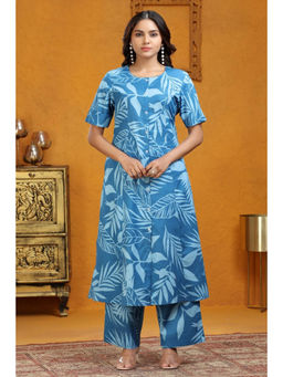 Cotton Culture - Blue Jaipuri Cotton Printed A-Line Co-Ord (Set of 2)
