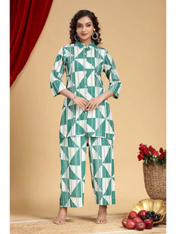 Cotton Culture - Off White and Green Jaipuri Cotton Printed Co-Ord (Set of 2)