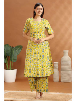 Cotton Culture - Yellow Flax Cotton Printed Co-Ord (Set of 2)