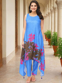 ISHIN - Women Floral Printed Kurta With Pant (Set of 2)