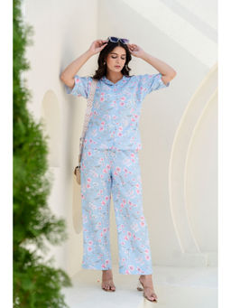 GulaboSitabo - Blue Floral Printed Co-Ord (Set of 2)