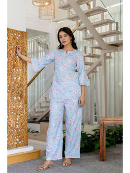 GulaboSitabo - Blue Floral Printed Co-Ord (Set of 2)