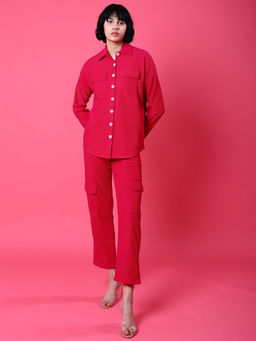 Freehand - Women Boxy Fit Solid Corduroy Cargo Pocket Oversized Shirt