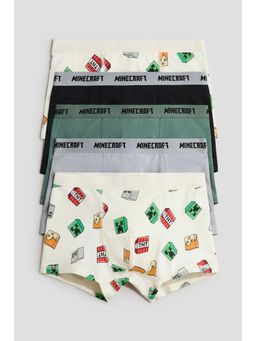 H&M - Boys White 5-Pack Printed Cotton Trunks