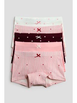 H&M - Girls Red 5-Pack Cotton Boxer Briefs