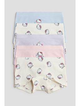 H&M - Girls White 5-Pack Printed Cotton Boxer Briefs