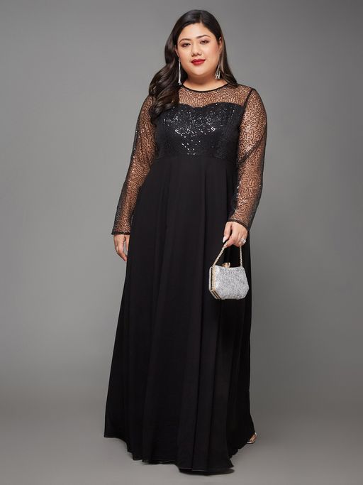 curve black party dress Reflora Black Plus Size Elegant Party Dress Wedding Guest Semi Formal V-Neck Wavy Lace Trim Knit Bodycon Mermaid High Waist Long Sleeve Form,3XL