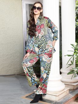 Sera - Women Printed Long Sleeves Mandarin Collar Co-ord (Set of 2)