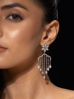 Voylla - White Halo Essence Floral Dangler Earrings