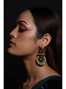 The Bling Girll - Multi-Color Traditional Gold-Tone Earrings