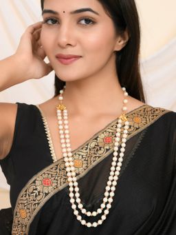 Silvermerc Designs - White Gold-Plated Pearls Beaded Layered Necklace