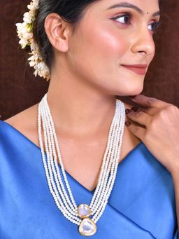 Silvermerc Designs - White Pearl and Kundan Necklace for Women