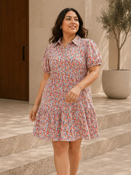KASSUALLY - CURVE BY KASSUALLY Multi Front Open Shirt Mini Dress