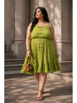 KASSUALLY - Women Green Sleeveless Self Design Dress