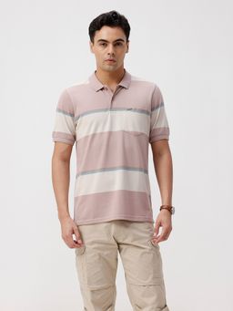 Crocodile - Baby Pink Striper Comfort Fit Polo T-Shirt