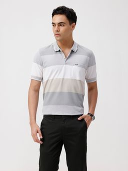 Crocodile - White Striper Comfort Fit Polo T-Shirt