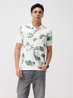 Crocodile - Green Aop Slim Fit Polo T-Shirt