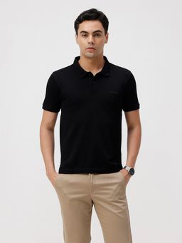 Crocodile - Black Solid Slim Fit Polo T-Shirt