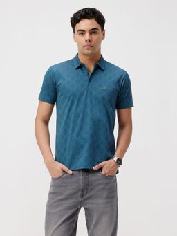 Crocodile - Atlantic Blue Aop Slim Fit Polo T-Shirt