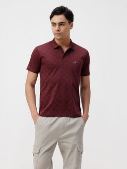 Crocodile - Fig Aop Slim Fit Maroon Polo T-Shirt