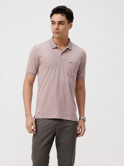 Crocodile - Self Structure Pink Solid Polo T-Shirt