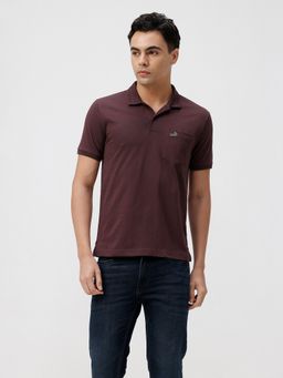Crocodile - Self Structure Brown Solid Polo T-Shirt