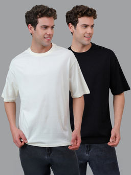 Free Authority - Men Short Sleeve Oversized Fit Solid T-shirts (Pack of 2)