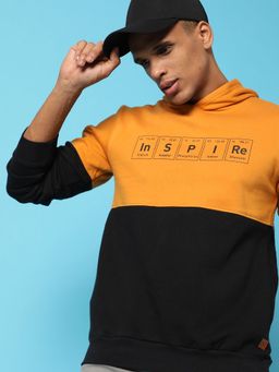 Campus Sutra - Colourblock Hooded Sweatshirt Ribbed Hem