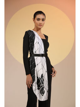 Dusala India - Black Printed Kira Silk Scarf