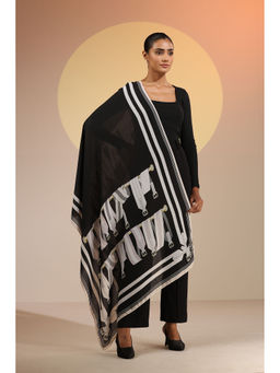 Dusala India - Black Printed Leili Cotton Scarf
