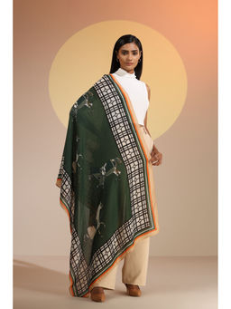 Dusala India - Green Printed Pony Cotton Scarf