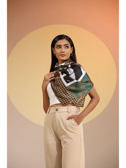 Dusala India - Black Printed Iris Silk Square Scarf