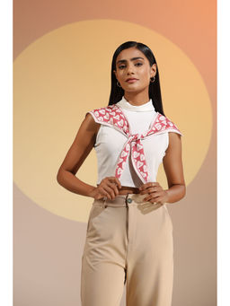 Dusala India - Pink Printed Hiya Silk Neck Scarf