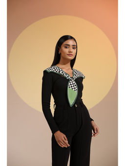 Dusala India - Black Printed Empress Silk Neck Scarf