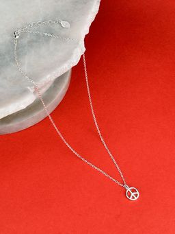 Accessorize London - Women's Silver Peace Pendant Necklace