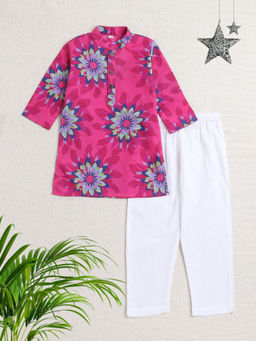 The Magic Wand - Pink Floral Kurta and Pyjama (Set of 2)